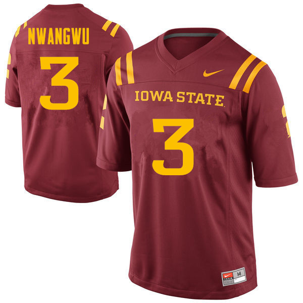 Men #3 Kene Nwangwu Iowa State Cyclones College Football Jerseys Sale-Cardinal - Click Image to Close